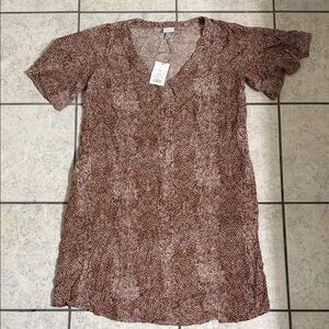 A New Day Loose Fit Animal Print Brown Women's Tunic Top/Dress, NWT, size M